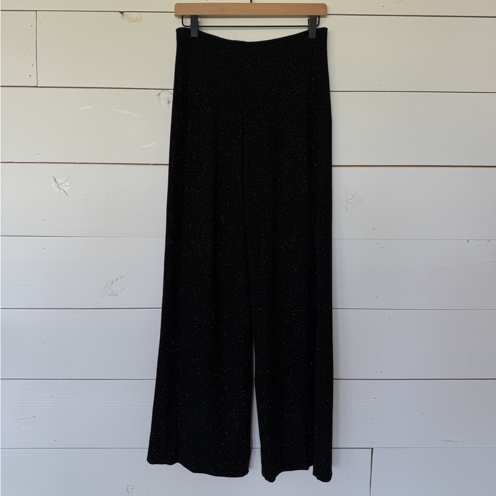 Rhinestone Black Women's Wide-Leg Pants